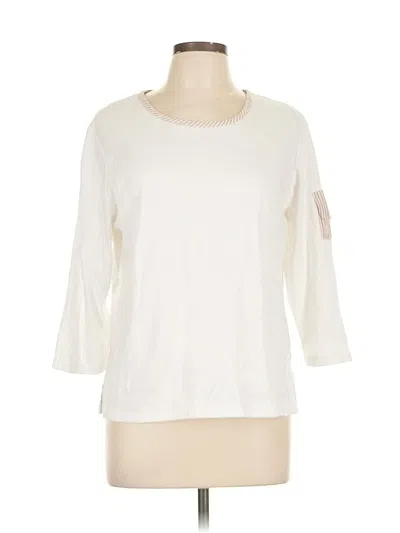 Pre-owned Norm Thompson 3/4 Sleeve Top Ivory Crew Neck Tops In White
