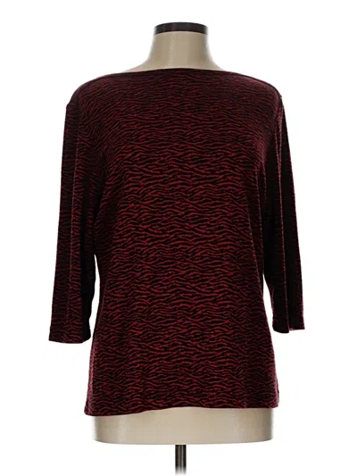 Pre-owned Norm Thompson 3/4 Sleeve Top Red Boatneck Tops
