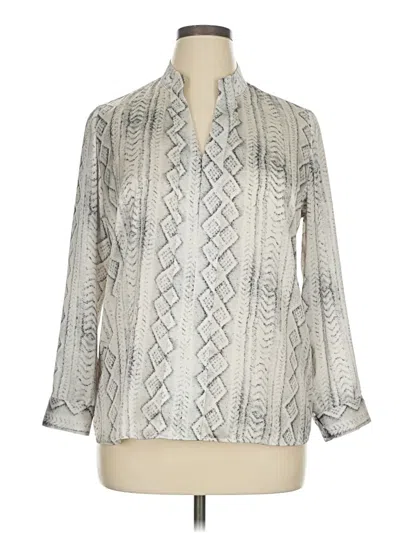 Pre-owned Norm Thompson Long Sleeve Blouse In White