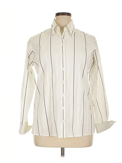 Pre-owned Norm Thompson Long Sleeve Button Down Shirt In Ivory