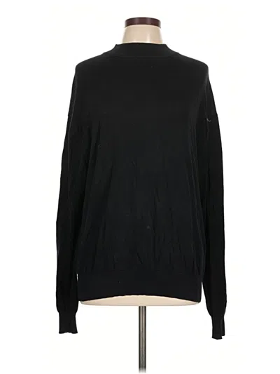 Pre-owned Norm Thompson Long Sleeve Silk Top Black Turtleneck Tops