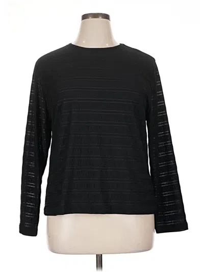Pre-owned Norm Thompson Long Sleeve Top Black Crew Neck Tops