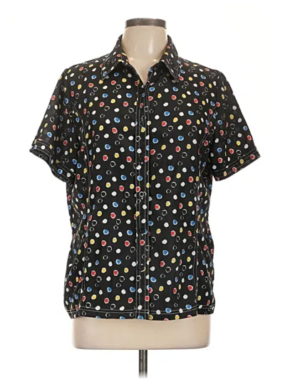 Pre-owned Norm Thompson Short Sleeve Blouse In Black