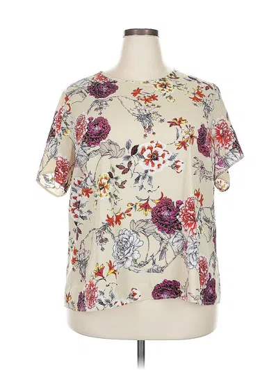 Pre-owned Norm Thompson Short Sleeve Blouse In White