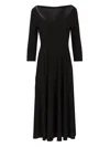 Norma Kamali Black Long Dress With Round Neck And Flared Skirt In Black
