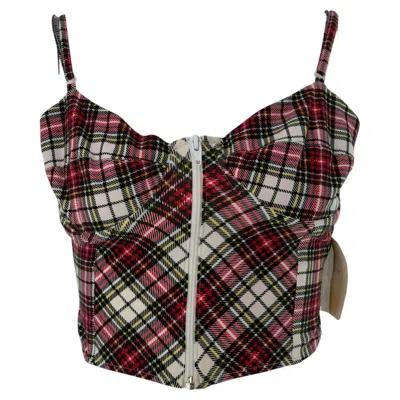 Pre-owned Norma Kamali 1980s Exclusive Collection For Bloomingdale's Plaid Corset Bustier In Black