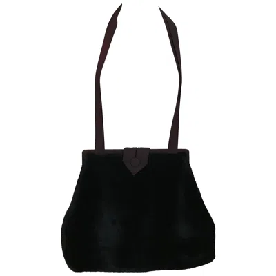 Pre-owned Norma Kamali 1980s  Faux Fur Oversized Shoulder Bag In Black