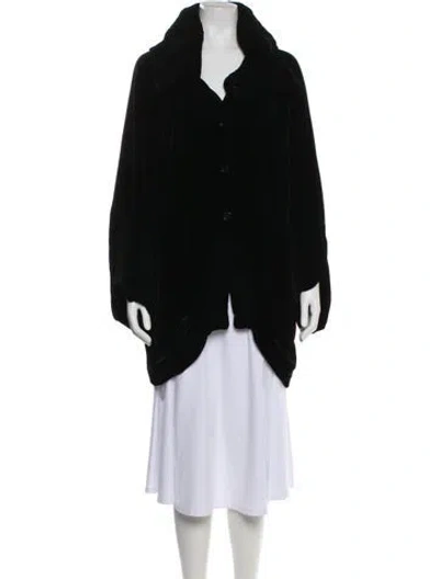 Pre-owned Norma Kamali 1990's Velvet Coat In Black
