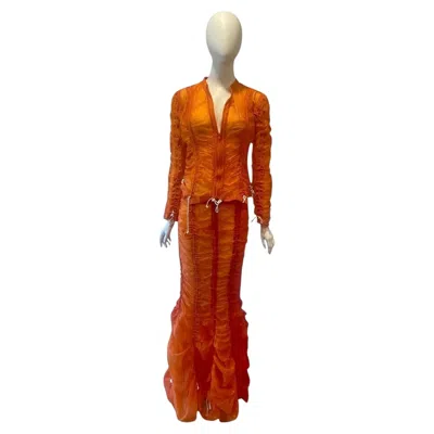 Pre-owned Norma Kamali 1990s Omo  Vintage Paracute Set Orange