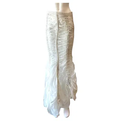 Pre-owned Norma Kamali 1990s Omo Vintage  Parachute Skirt Off White
