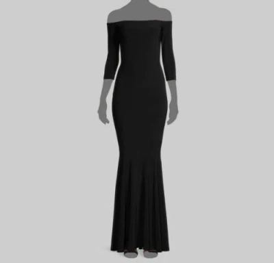 Pre-owned Norma Kamali $295  Women's Black Cutout Off The Shoulder Gown Dress Size Xl/42