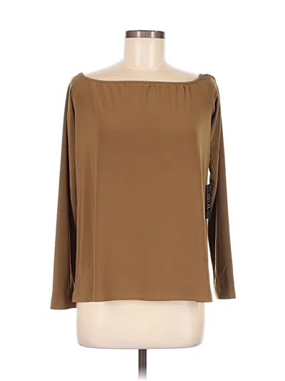 Pre-owned Norma Kamali 3/4 Sleeve Top Brown Boatneck Tops