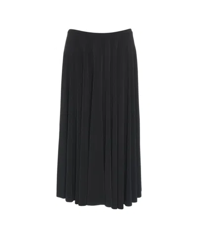 NORMA KAMALI A-LINE MIDI SKIRT WITH PLEATED DESIGN AND ELASTIC WAISTBAND