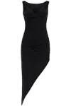 Norma Kamali Tara Draped Asymmetric Jersey Gown In Black