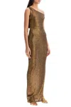 Norma Kamali Metallic One-shoulder Long Dress With Sequin Decorations In Tech Fabric Woman In Brown