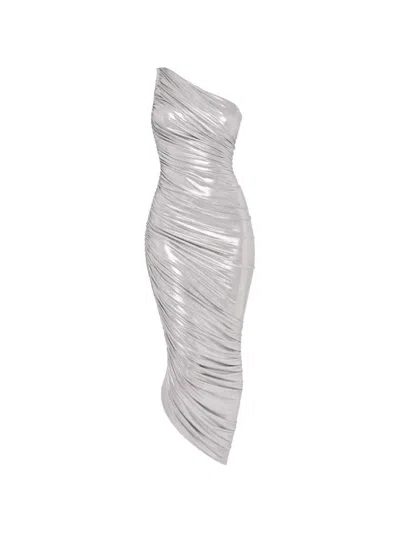 Norma Kamali Abito Midi Diana Gown Argento Drappeggiato Monospalla  In Multi