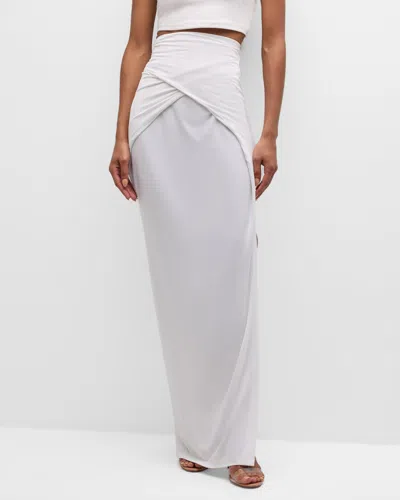 Norma Kamali All In One Side Slit Long Skirt In Snow White
