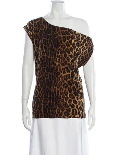 Pre-owned Norma Kamali Animal Print Asymmetrical Top In Multicolor