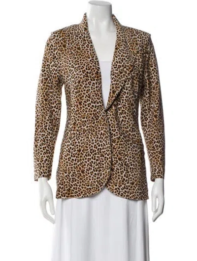 Pre-owned Norma Kamali Animal Print Blazer In Brown