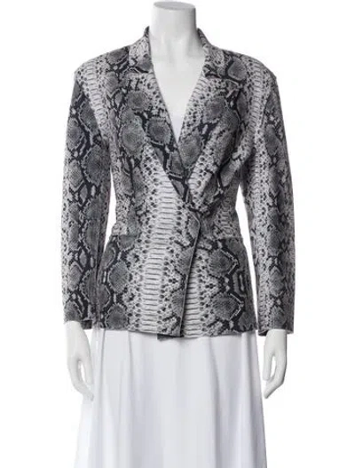 Pre-owned Norma Kamali Animal Print Blazer In White