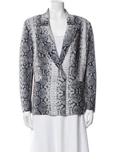 Pre-owned Norma Kamali Animal Print Blazer In White