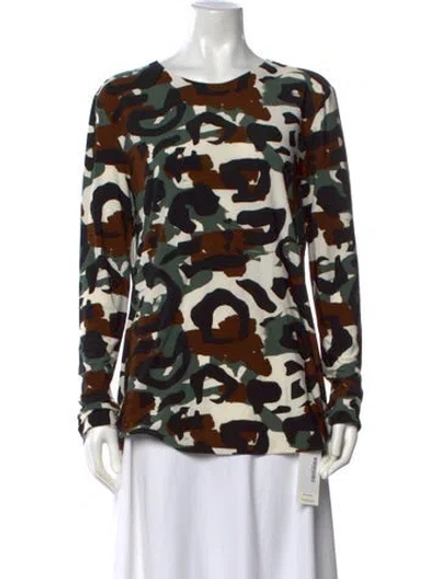 Pre-owned Norma Kamali Animal Print Crew Neck Top In Green