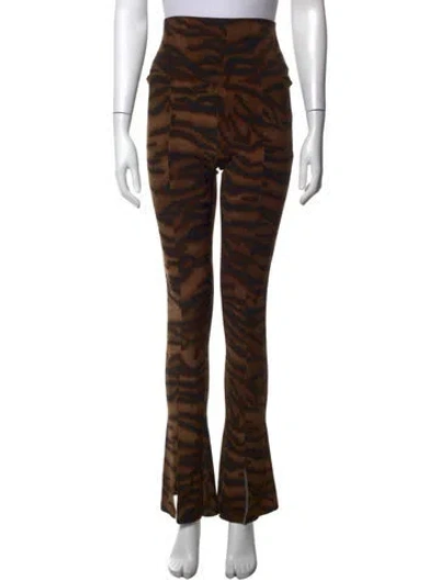 Pre-owned Norma Kamali Animal Print Flared Pants In Brown