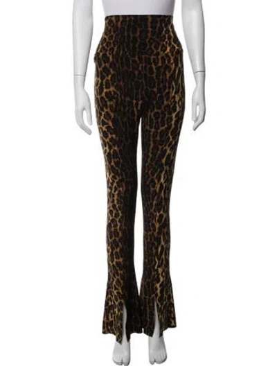 Pre-owned Norma Kamali Animal Print Flared Pants In Brown