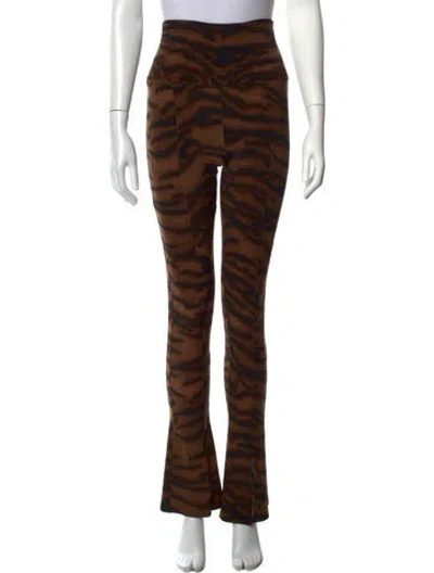 Pre-owned Norma Kamali Animal Print Flared Pants In Brown
