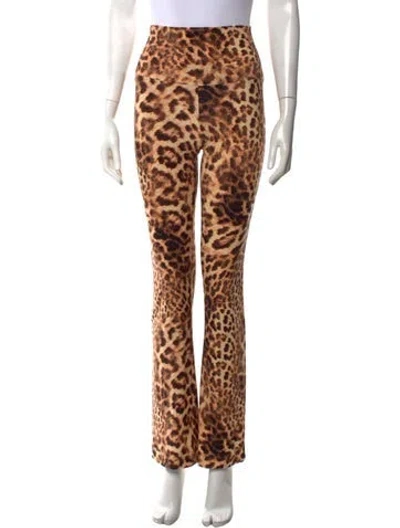 Pre-owned Norma Kamali Animal Print Flared Pants In Brown