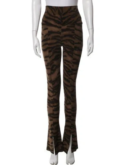 Pre-owned Norma Kamali Animal Print Flared Pants In Brown