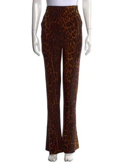 Pre-owned Norma Kamali Animal Print Flared Pants In Metallic