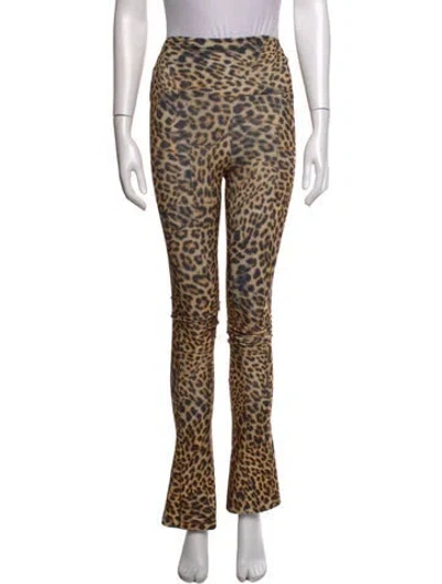 Pre-owned Norma Kamali Animal Print Flared Pants In Multicolor