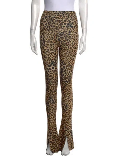 Pre-owned Norma Kamali Animal Print Flared Pants In Multicolor