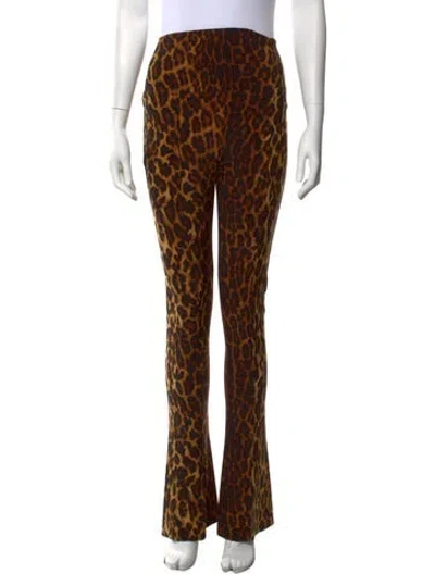 Pre-owned Norma Kamali Animal Print Flared Pants In Neutrals