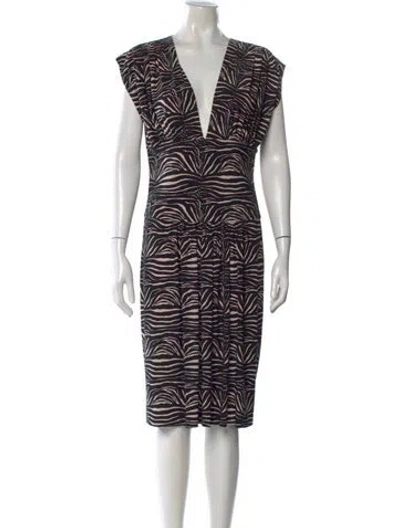 Pre-owned Norma Kamali Animal Print Knee-length Dress In Black