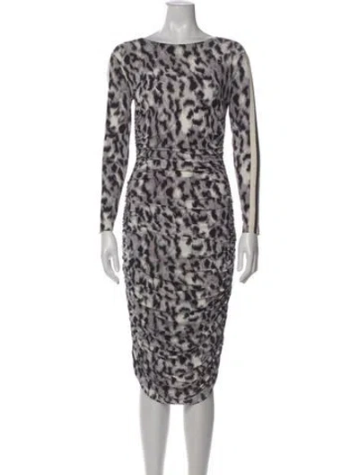 Pre-owned Norma Kamali Animal Print Knee-length Dress In Black