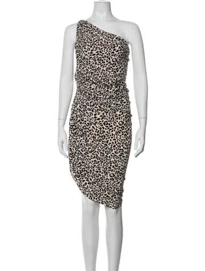 Pre-owned Norma Kamali Animal Print Knee-length Dress In White