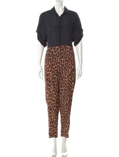 Pre-owned Norma Kamali Animal Print Long Dress In Brown