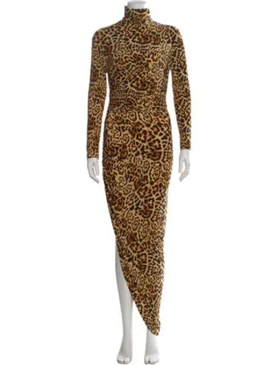 Pre-owned Norma Kamali Animal Print Long Dress In Brown