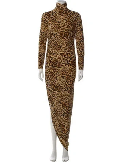 Pre-owned Norma Kamali Animal Print Long Dress In Brown