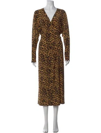 Pre-owned Norma Kamali Animal Print Long Dress In Brown