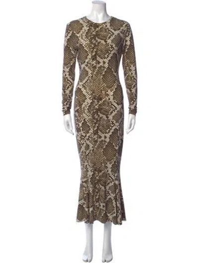 Pre-owned Norma Kamali Animal Print Long Dress In Brown