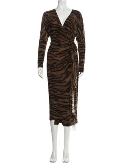 Pre-owned Norma Kamali Animal Print Long Dress In Brown