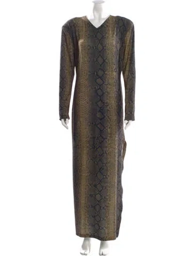 Pre-owned Norma Kamali Animal Print Long Dress In Multi