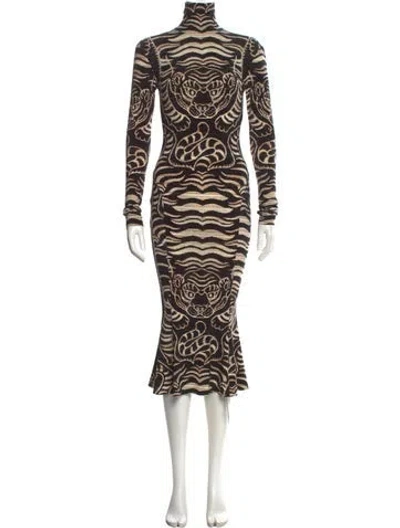 Pre-owned Norma Kamali Animal Print Long Dress In Neutral