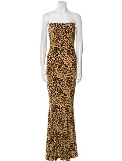 Pre-owned Norma Kamali Animal Print Long Dress In Neutrals