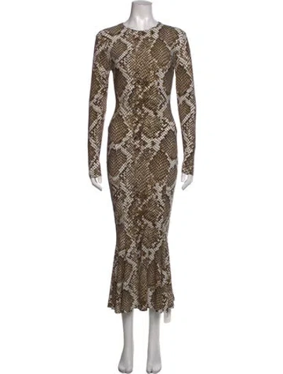 Pre-owned Norma Kamali Animal Print Long Dress In Neutrals