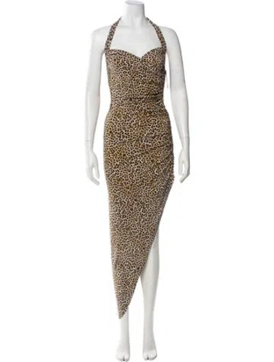 Pre-owned Norma Kamali Animal Print Long Dress W/ Tags In Black