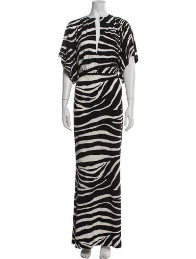 Pre-owned Norma Kamali Animal Print Long Dress W/ Tags In Black